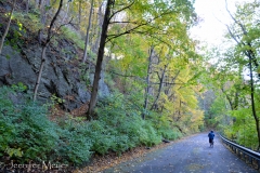 Rocky hills along the path.