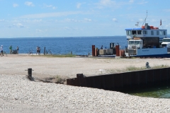 Ferry for service trucks is on the back side of the island.