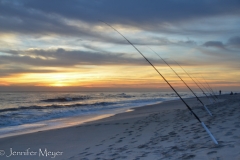 Fishing poles were already lined up.