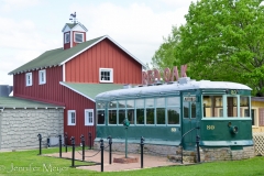 Trolley bus and barn.