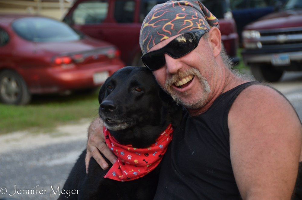 Mark, the host, and his dog, Bear.