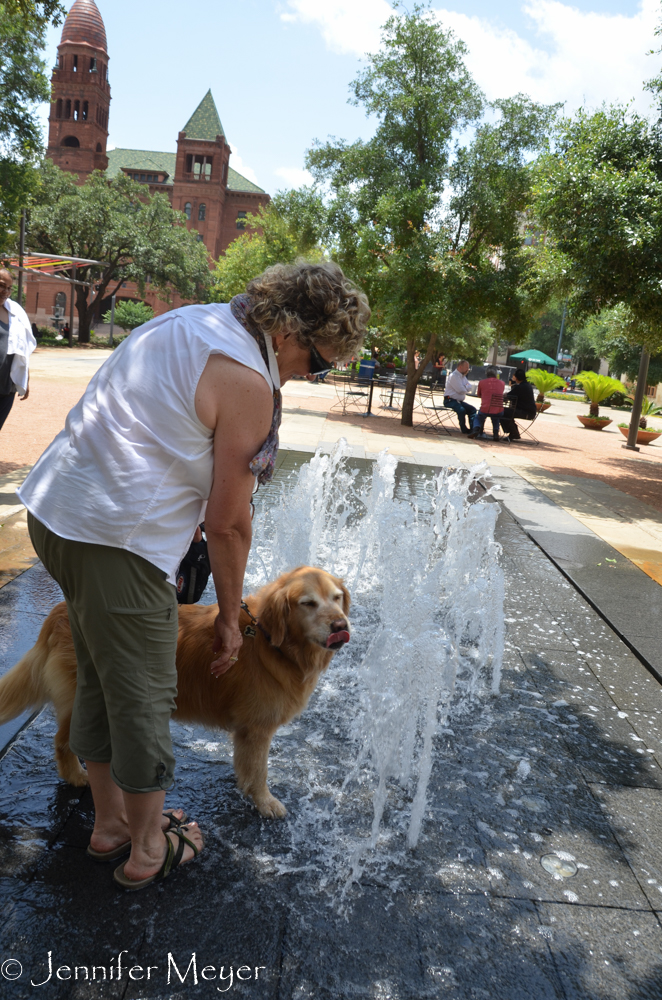 It was so hot, we encouraged her to get wet.