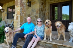 She and her husband, Ron, living in Dripping Springs with their two goldens.