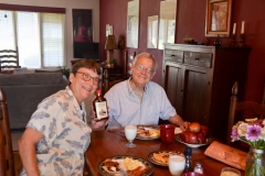 Blueberry pancakes for Dad's birthday. (That's Canadian syrup, not bourbon!)